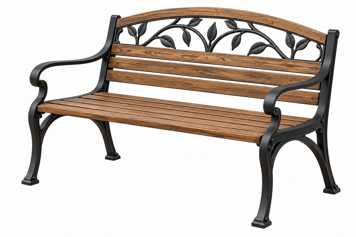 Zahradní lavice 122 x 62 x 90 cm dřevo a kov hnědá černá s opěrkou