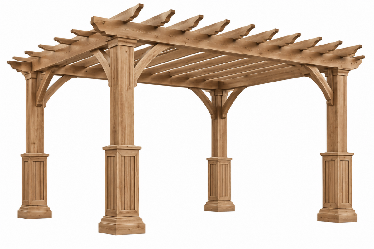 Dřevěná zahradní pergola 360 x 360 x 250 cm přírodní hnědá - otevřená střešní konstrukce