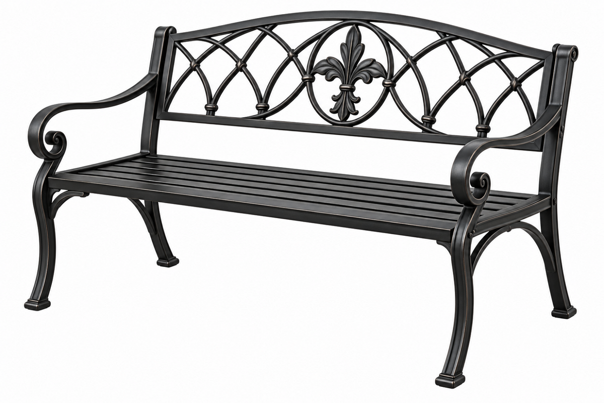 Zahradní lavice 127 x 64 x 91 cm kovová černá klasický styl